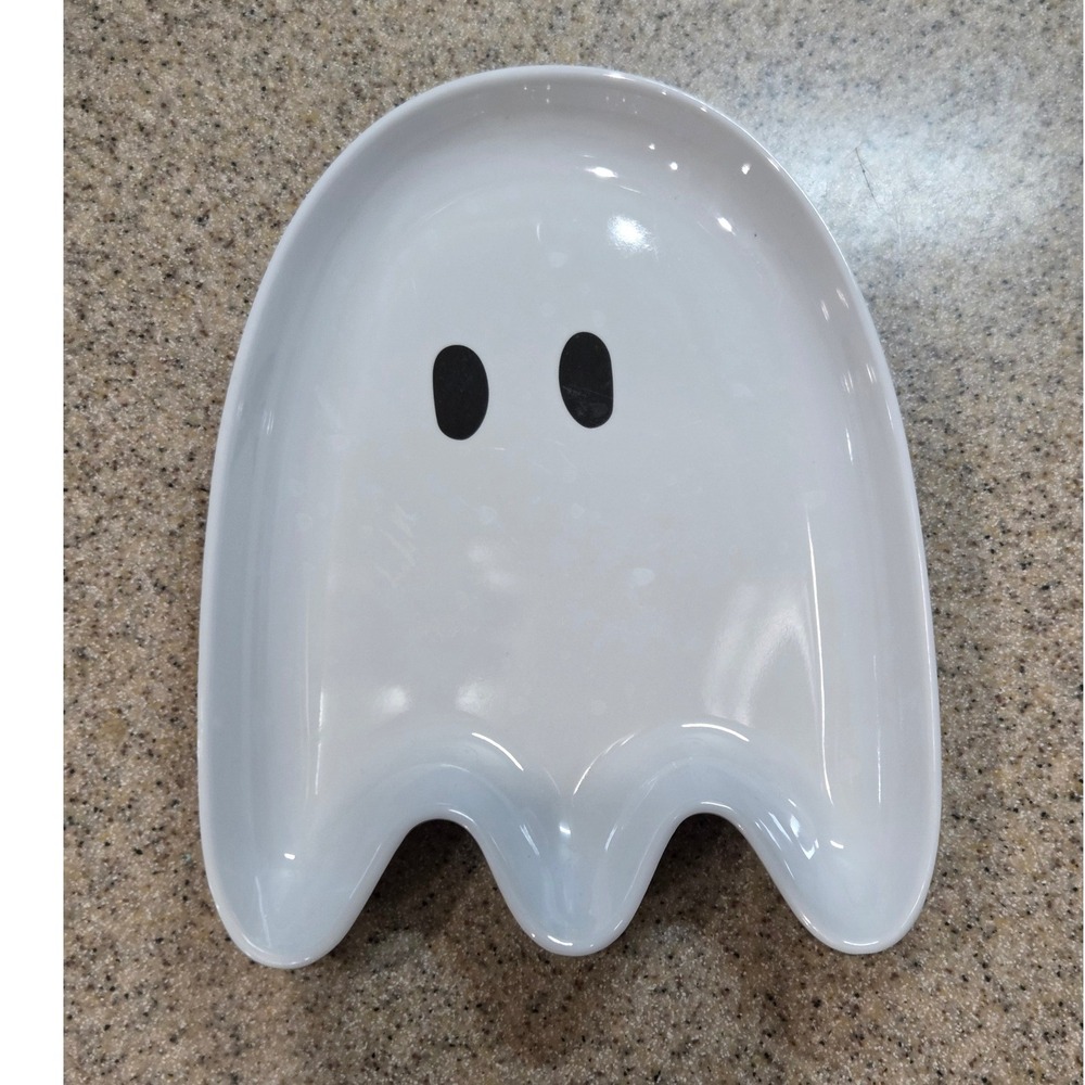 Halloween Ghost Melamine Spoon Rest White Dish Tray